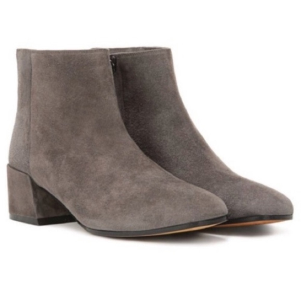 Vince - Ostend Suede 2” Block Heel Ankle Booties - Pewter / Grey - Size 8.5 -